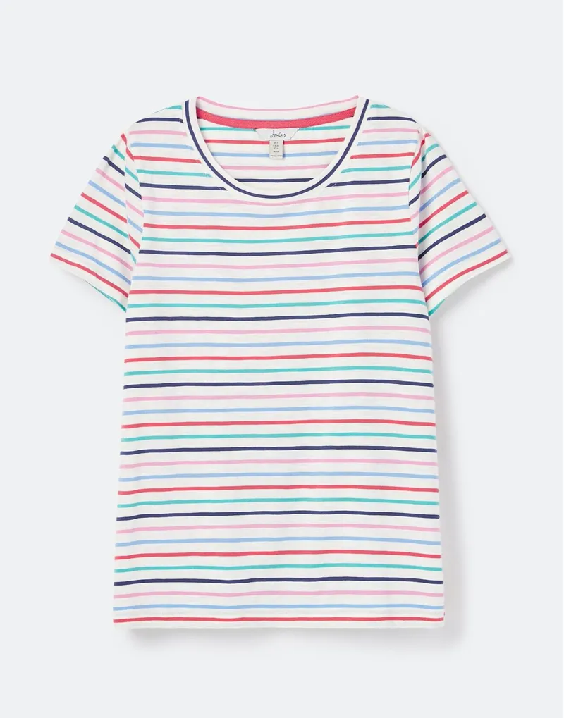 Joules Ladies Carley Cream Multi Stripe T-Shirt-2
